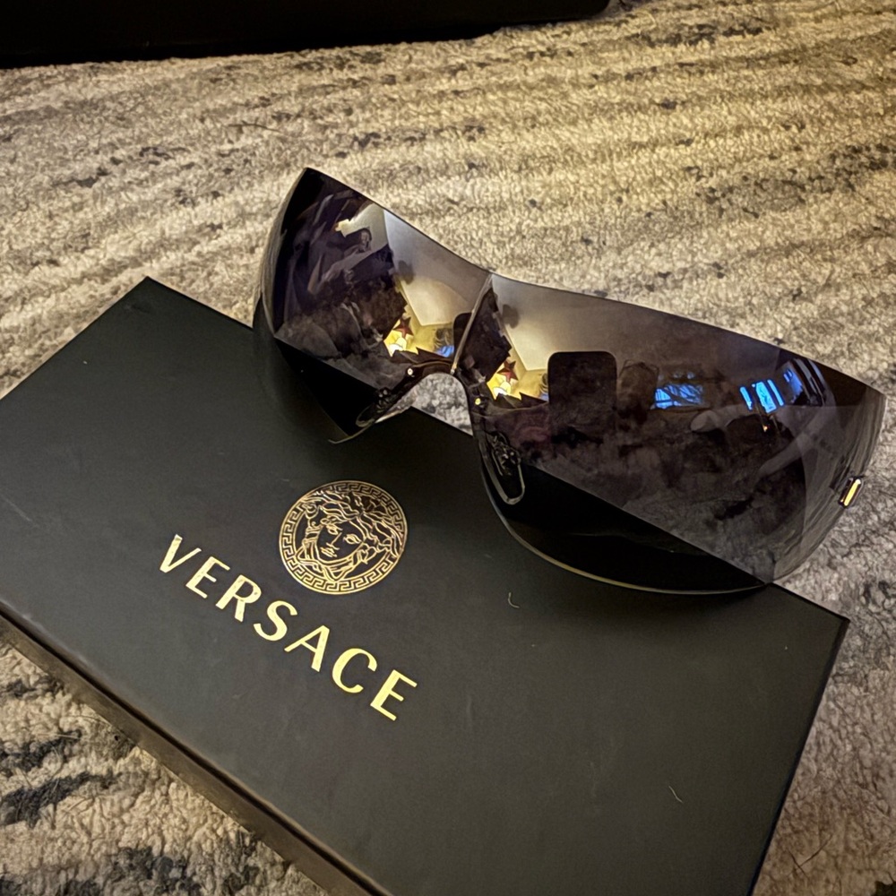 Versace Glossy Black Shield Sunglasses